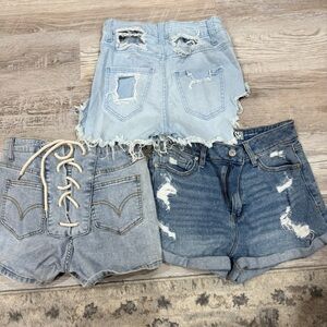 Stylish Distressed Denim Shorts Set